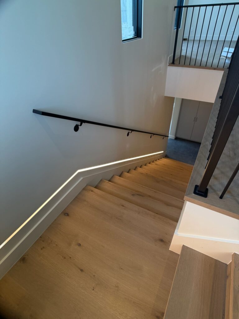 lighting along stairs inside a home